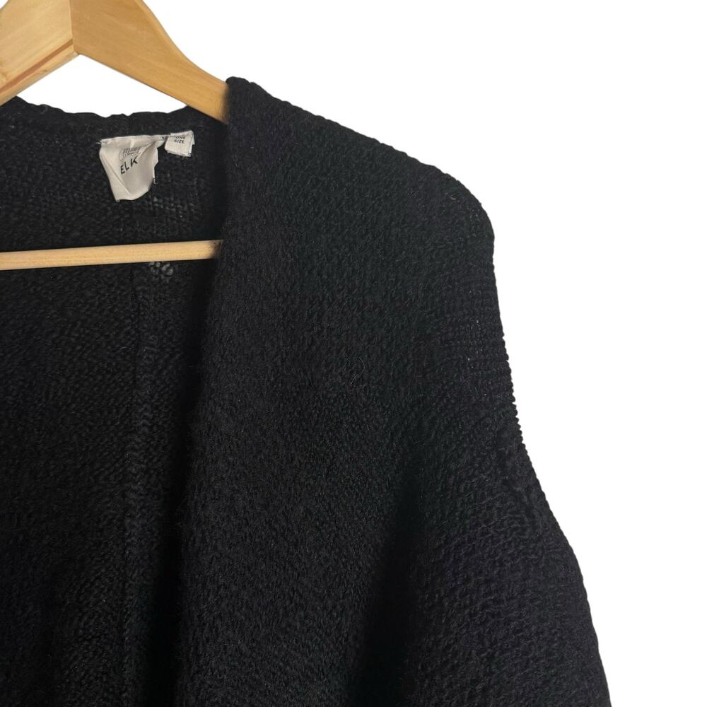 Elk Black Chale Wool Oversized Wrap Poncho Sweater - Picture 6 of 13